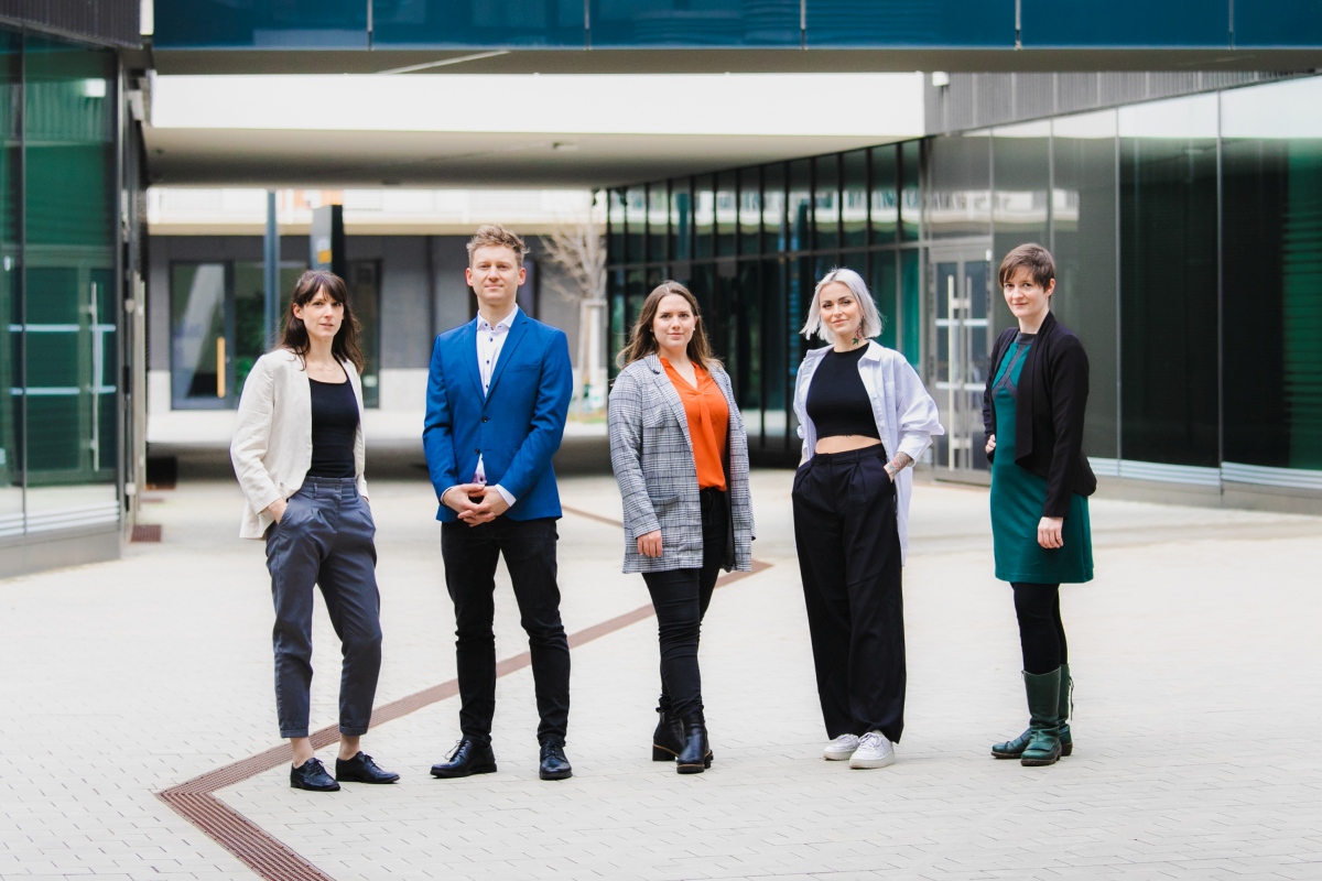 Klagsverband-Team, v.l.n.r.: Theresa Hammer, Paul Haller, Lisa Derntl, Marlena Wachauf, Barbara Praher; Foto: Vero Steinberger